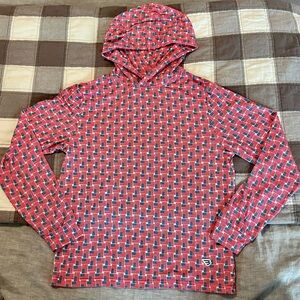 BURLEBO Vibrant Red white and Blue Geometric Hoodie. American flag pattern